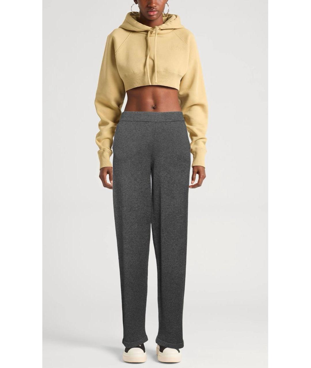 GOLDEN GOOSE DELUXE BRAND Серые кашемировые прямые брюки, фото 3