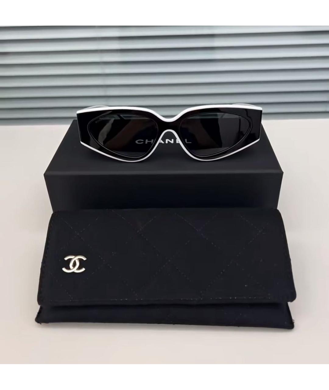 CHANEL Черные пластиковые солнцезащитные очки, фото 3
