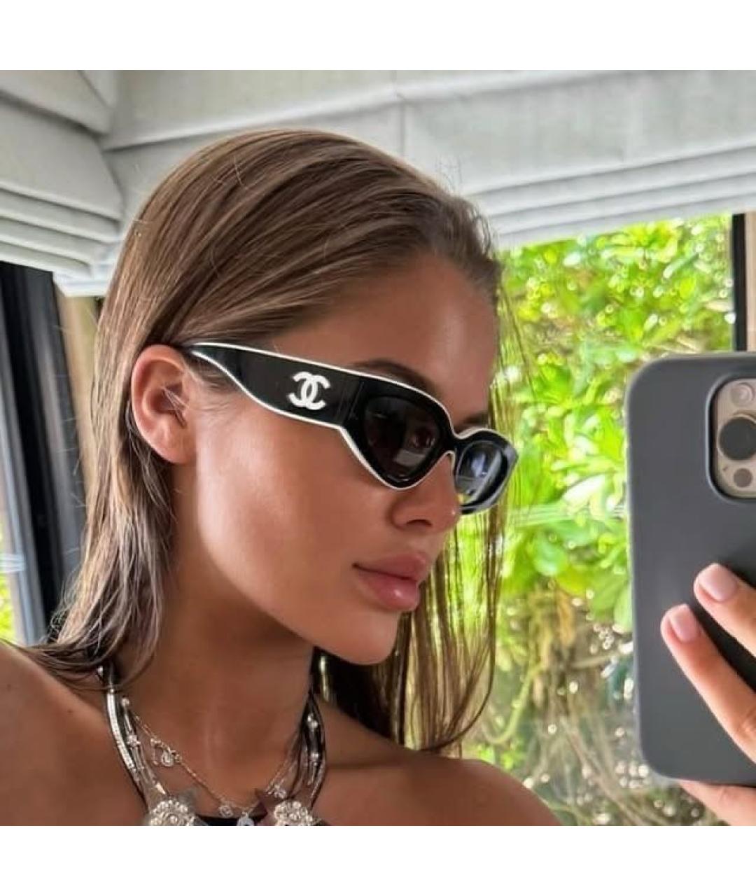 CHANEL Черные пластиковые солнцезащитные очки, фото 2