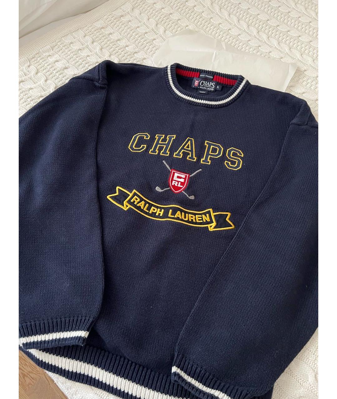 RALPH LAUREN Темно-синий хлопковый джемпер / свитер, фото 4