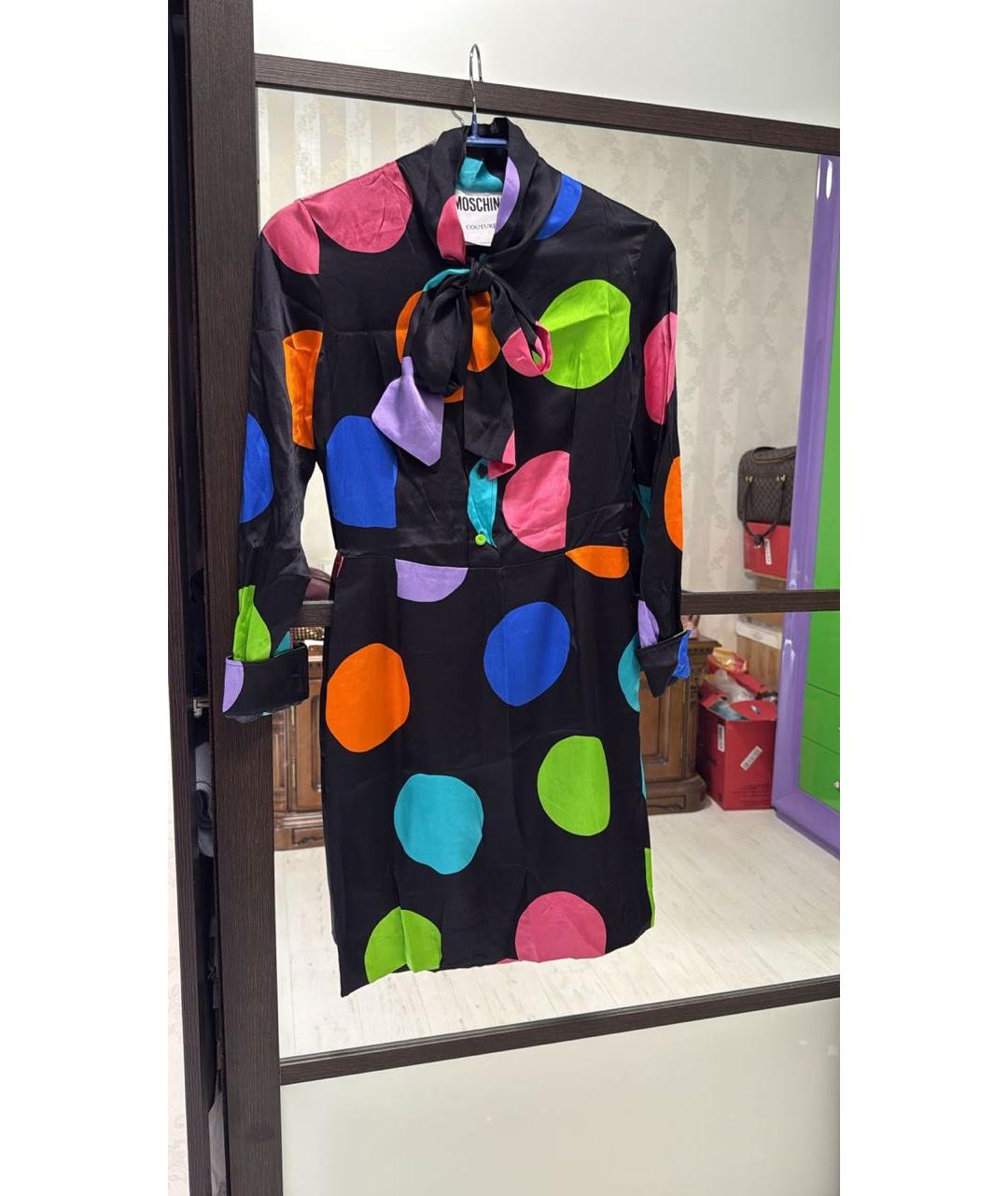 BOUTIQUE MOSCHINO Мульти шелковое коктейльное платье, фото 5