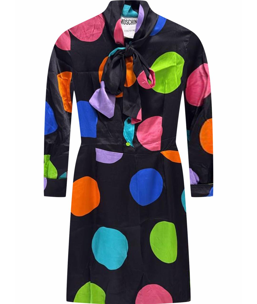 BOUTIQUE MOSCHINO Мульти шелковое коктейльное платье, фото 1