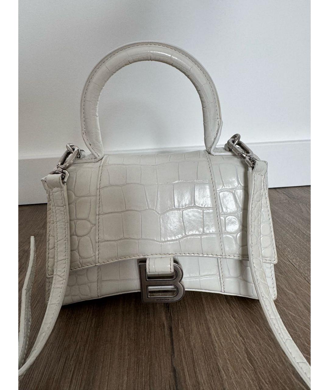 BALENCIAGA Белая кожаная сумка с короткими ручками, фото 3