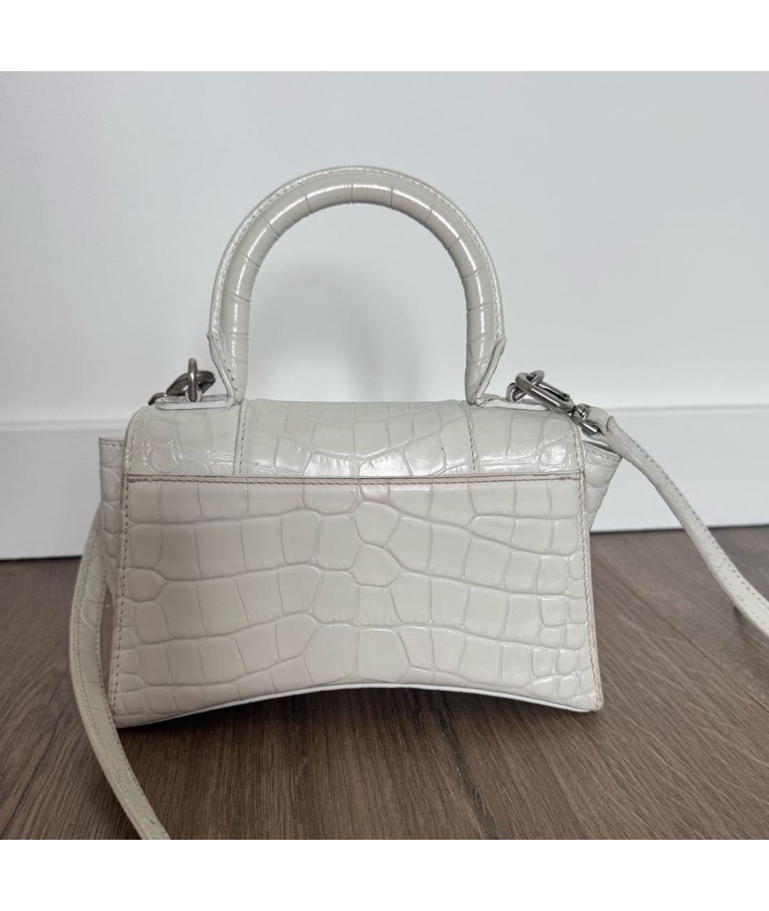 BALENCIAGA Белая кожаная сумка с короткими ручками, фото 4