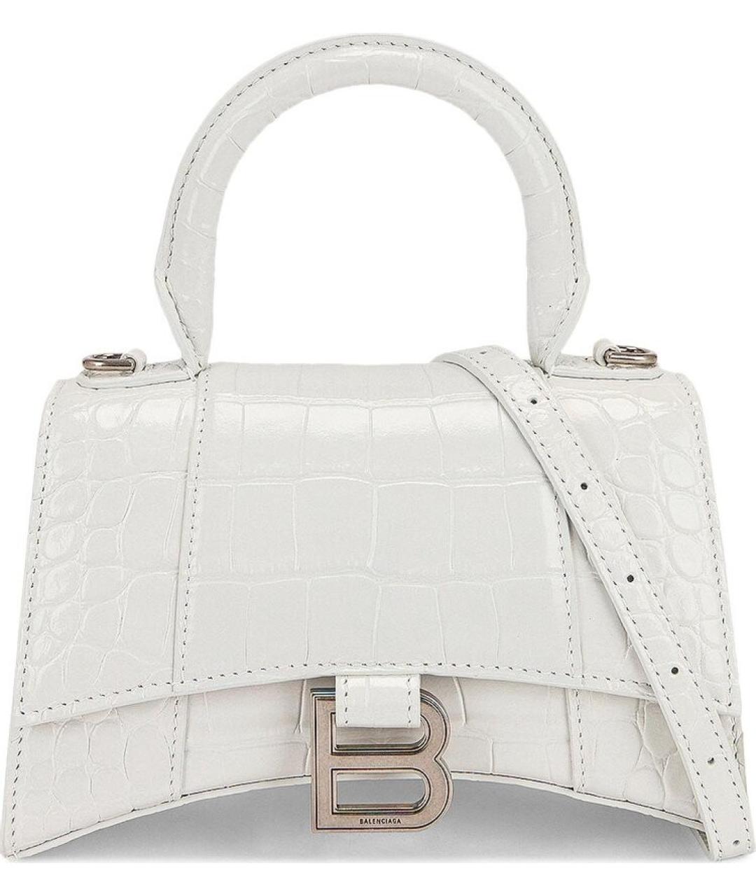 BALENCIAGA Белая кожаная сумка с короткими ручками, фото 1