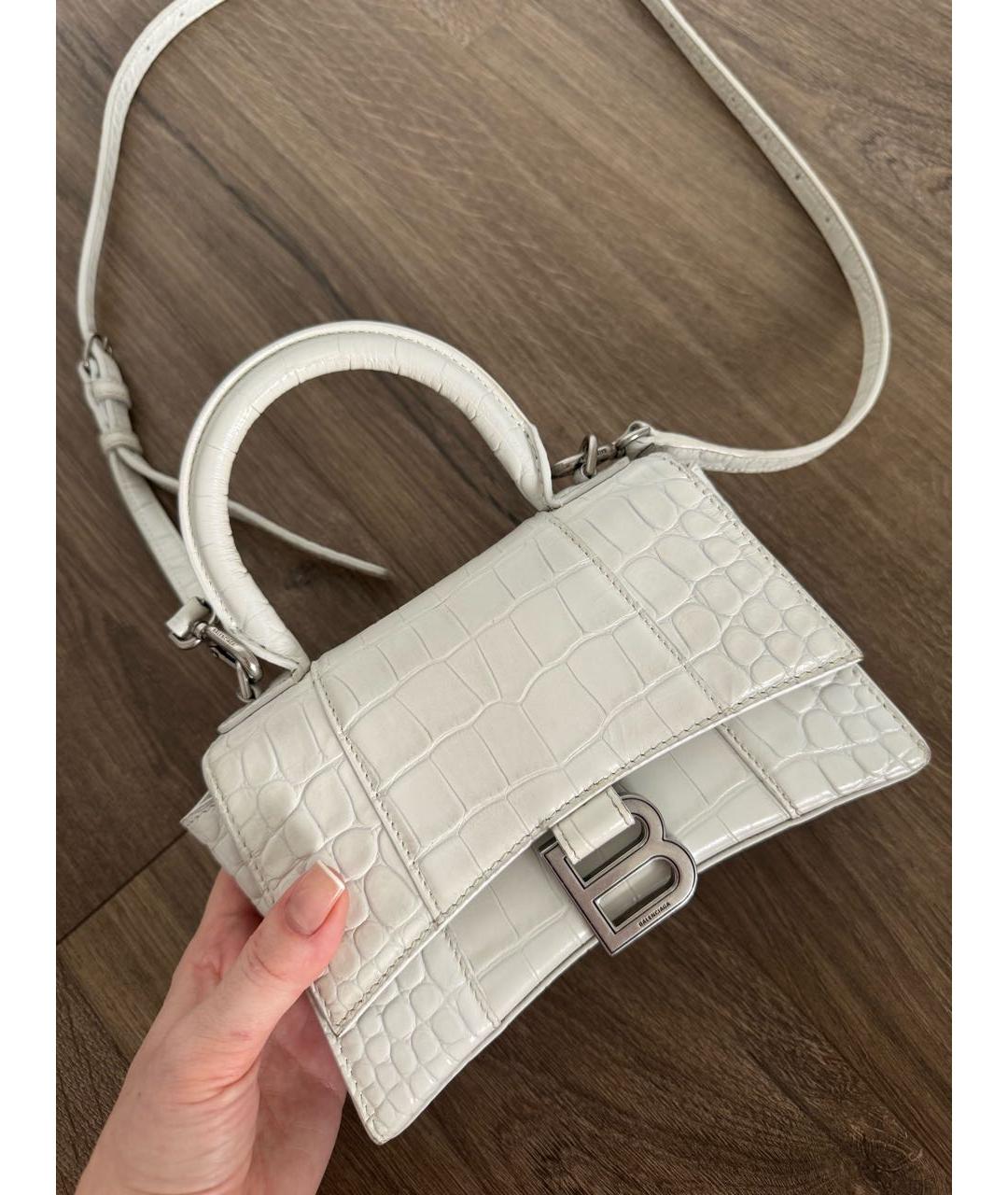 BALENCIAGA Белая кожаная сумка с короткими ручками, фото 6