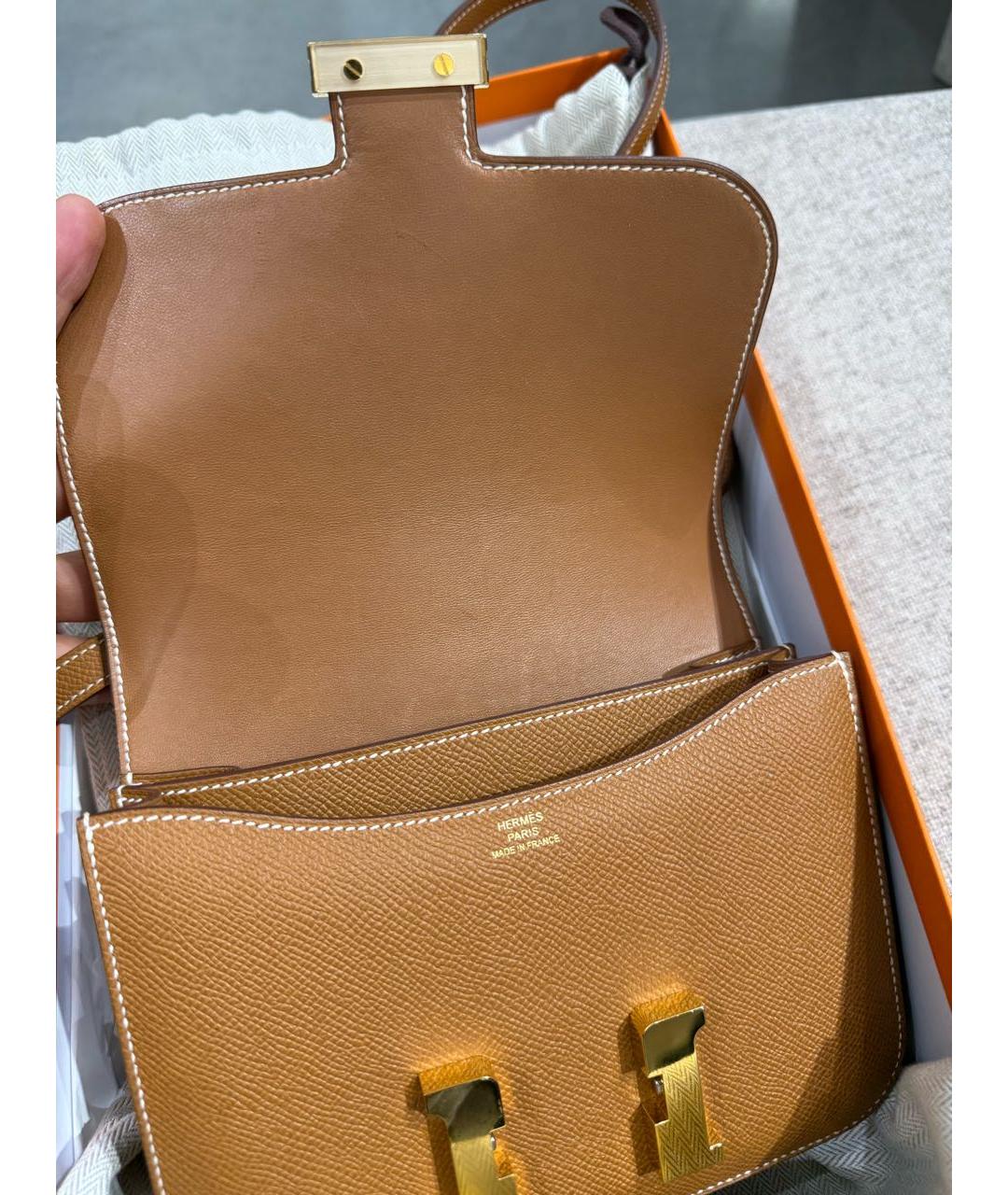 HERMES Коричневая кожаная сумка через плечо, фото 4