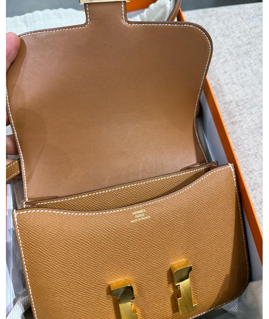 HERMES Коричневая кожаная сумка через плечо, фото 5