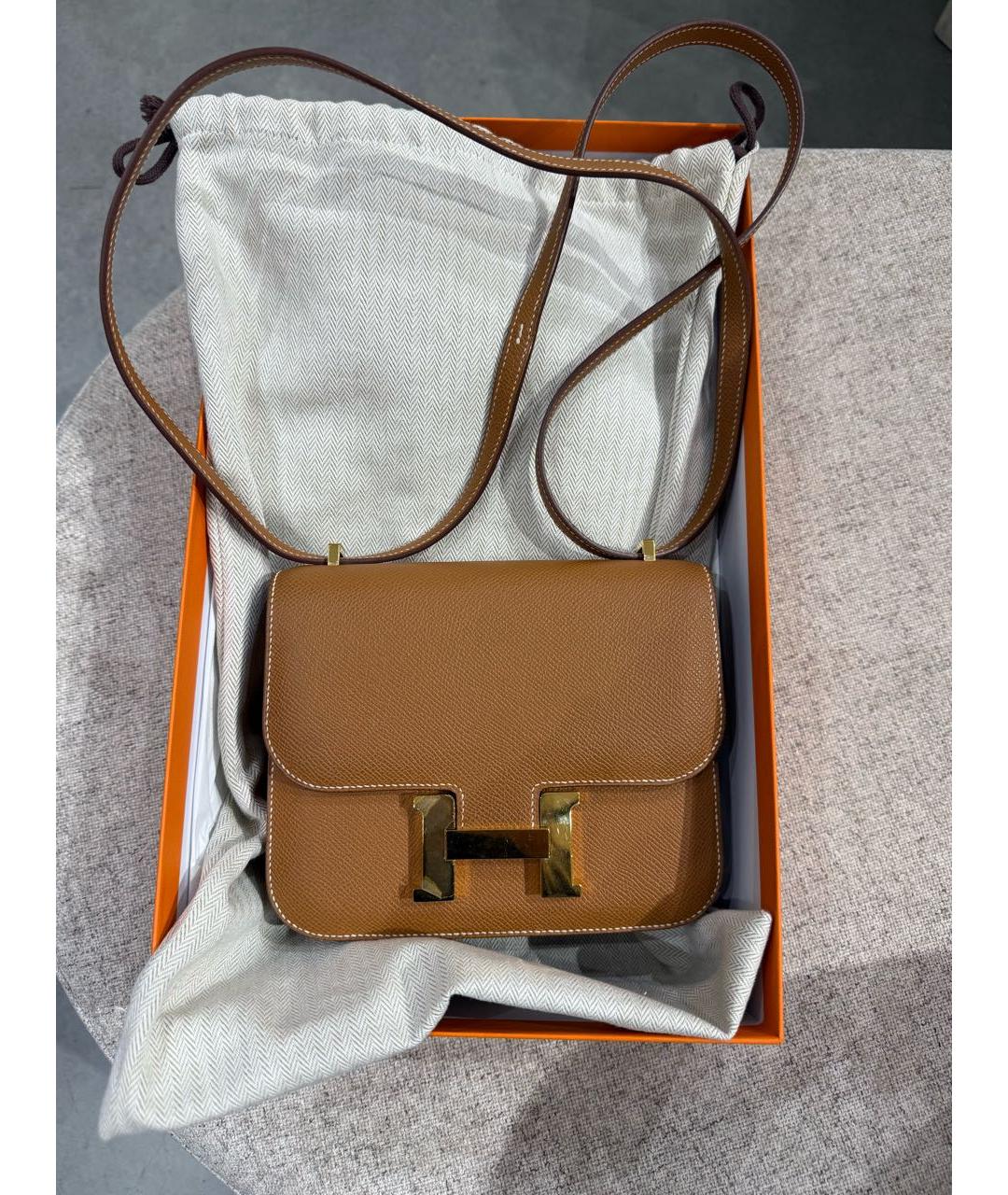 HERMES Коричневая кожаная сумка через плечо, фото 6