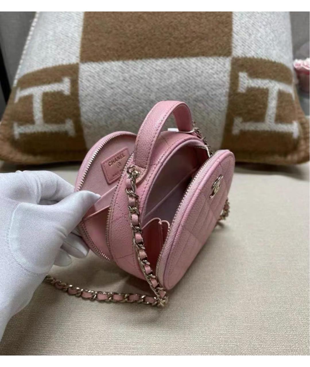 CHANEL Розовая кожаная сумка с короткими ручками, фото 5
