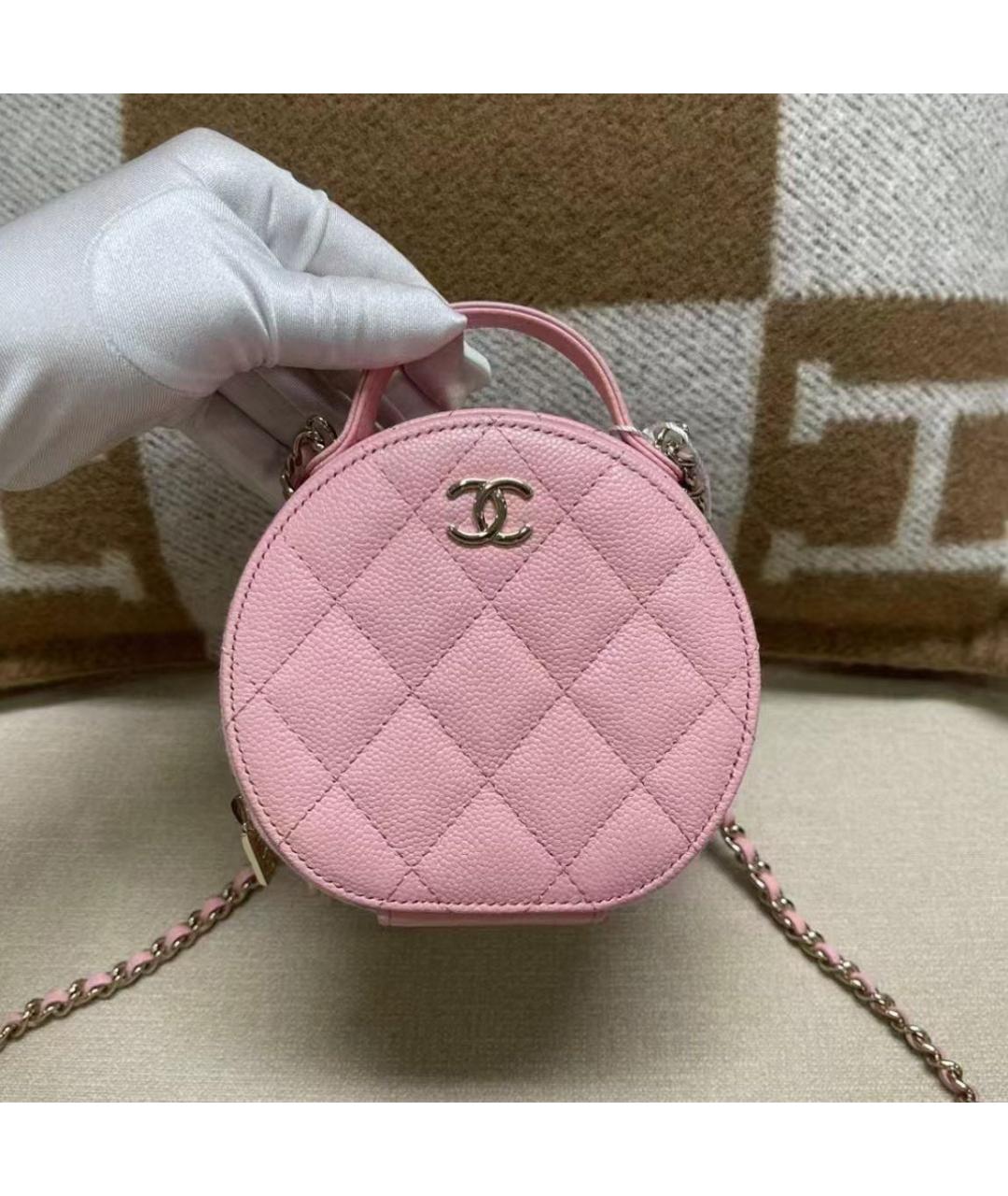 CHANEL Розовая кожаная сумка с короткими ручками, фото 2