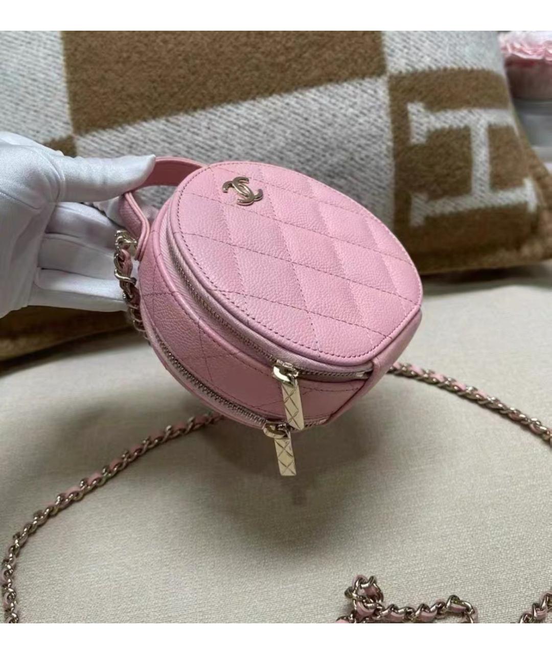 CHANEL Розовая кожаная сумка с короткими ручками, фото 3
