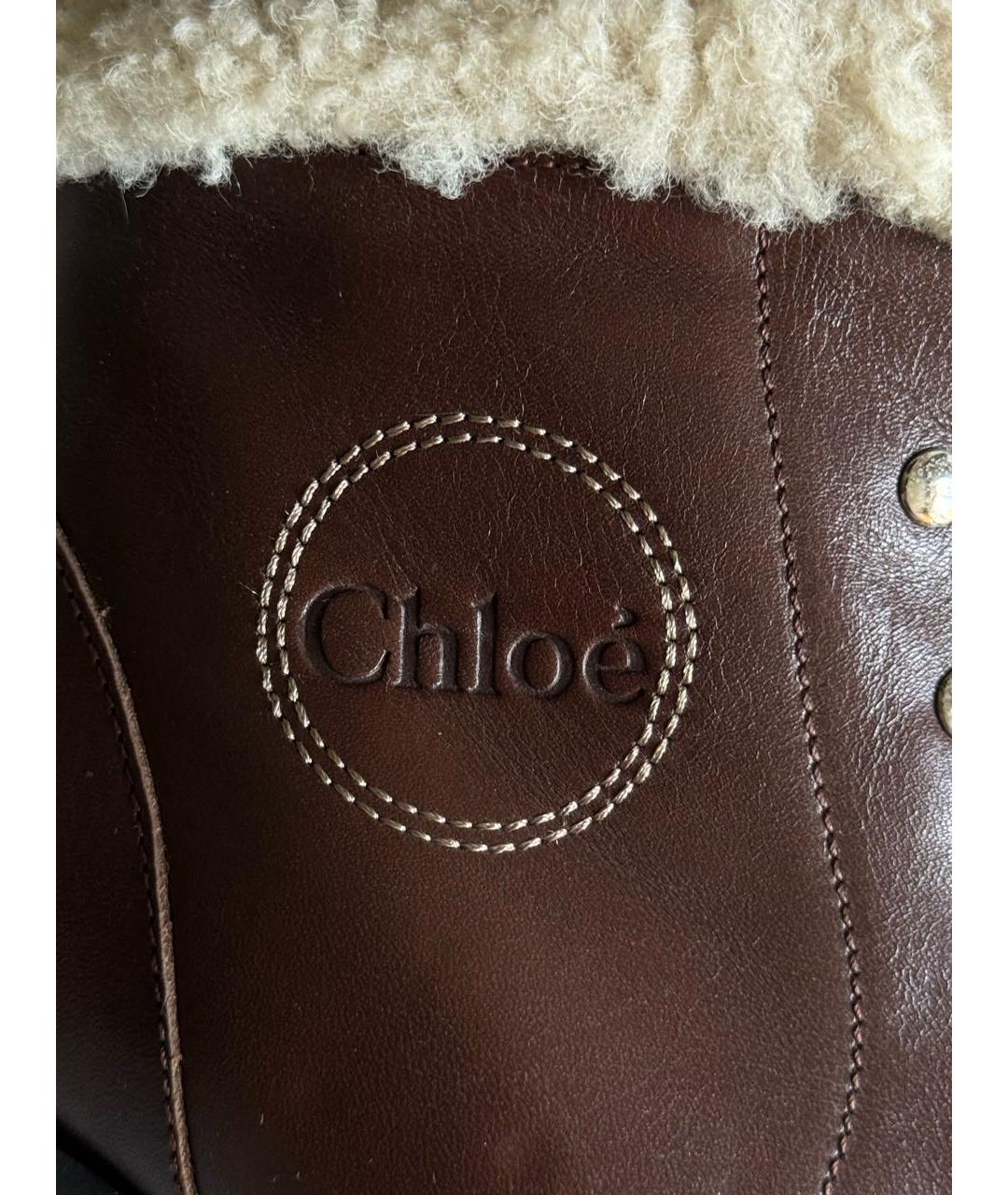 CHLOE Коричневые кожаные ботильоны, фото 6
