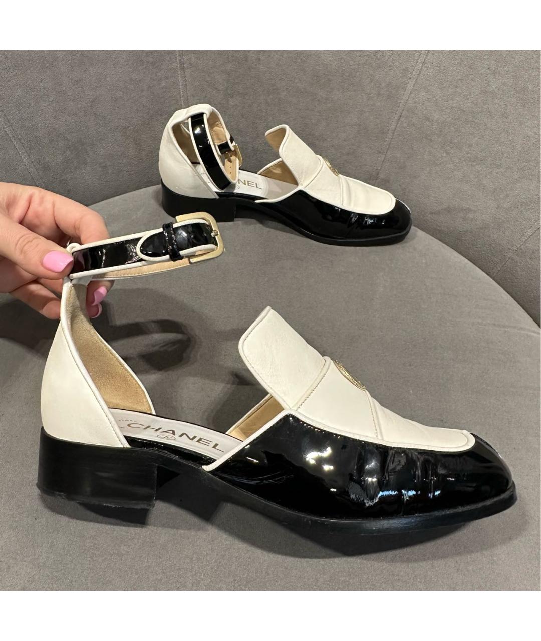 CHANEL Белые кожаные лоферы, фото 5
