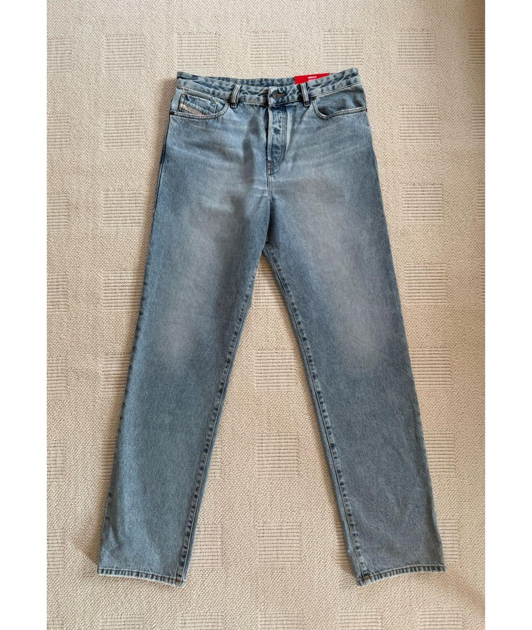DIESEL Голубые хлопковые прямые джинсы, фото 5