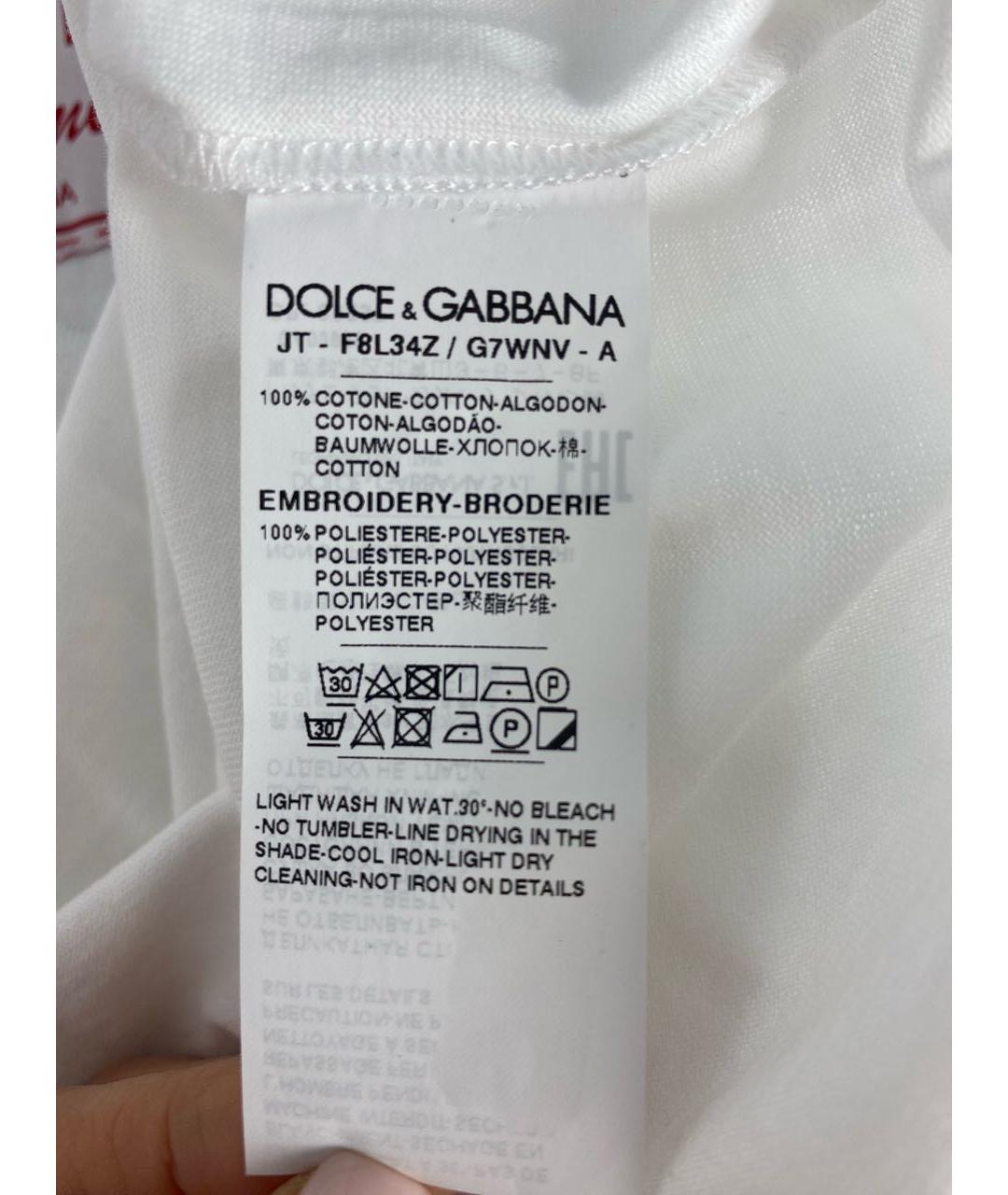 DOLCE&GABBANA Белая хлопковая футболка, фото 7