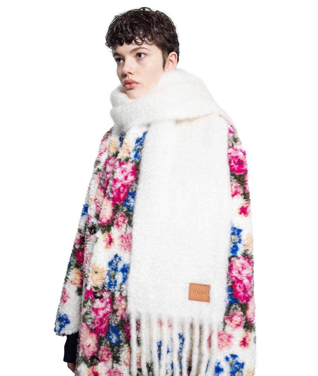 LOEWE Белый шарф, фото 2