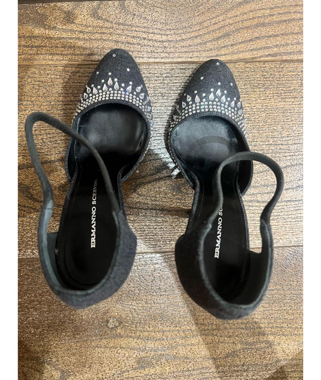 ERMANNO SCERVINO Антрацитовые текстильные туфли, фото 3