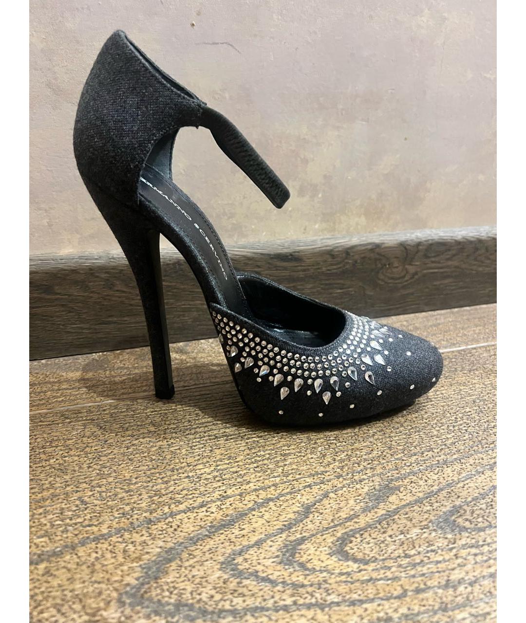 ERMANNO SCERVINO Антрацитовые текстильные туфли, фото 8