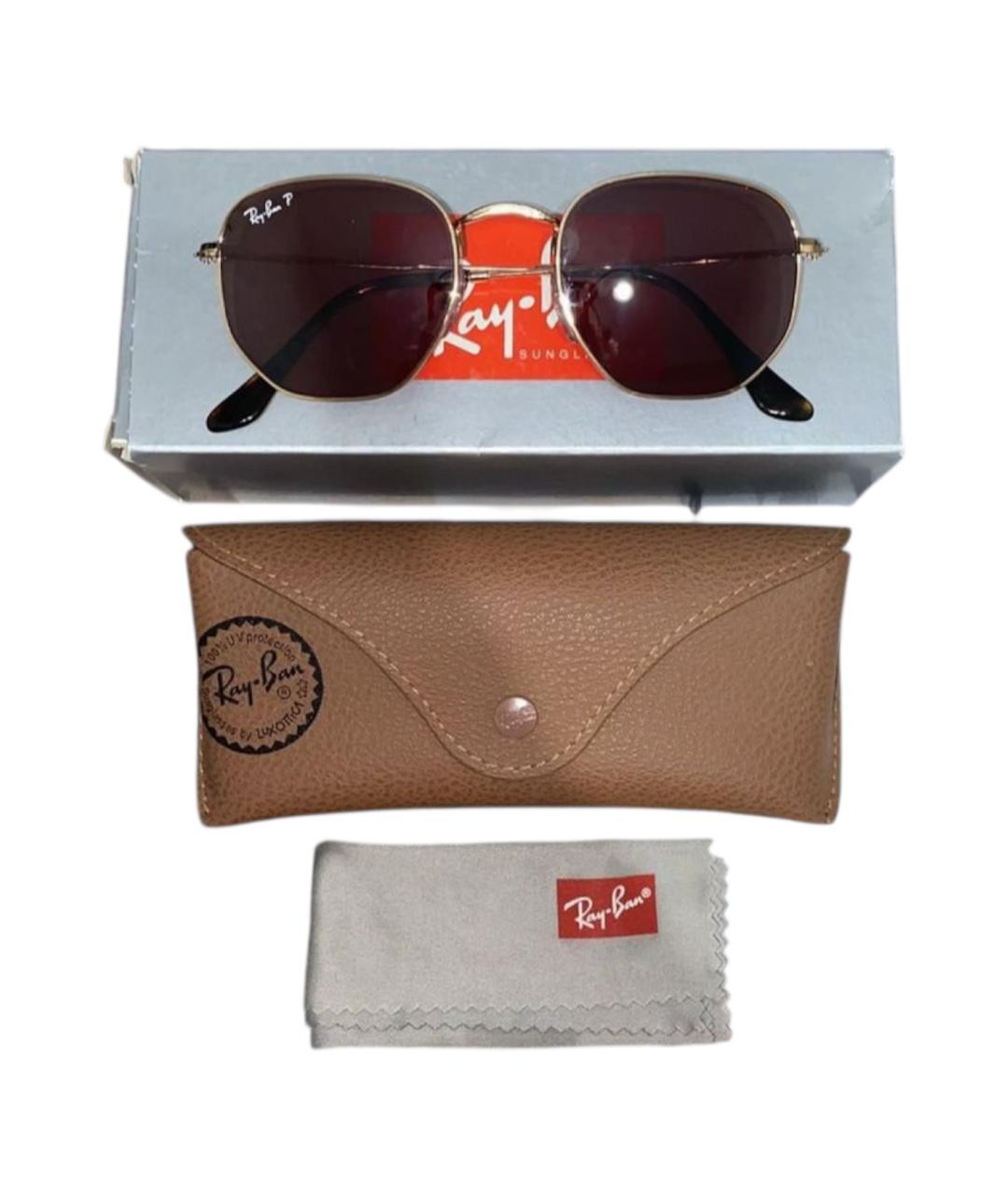 RAY BAN Бордовые металлические солнцезащитные очки, фото 5