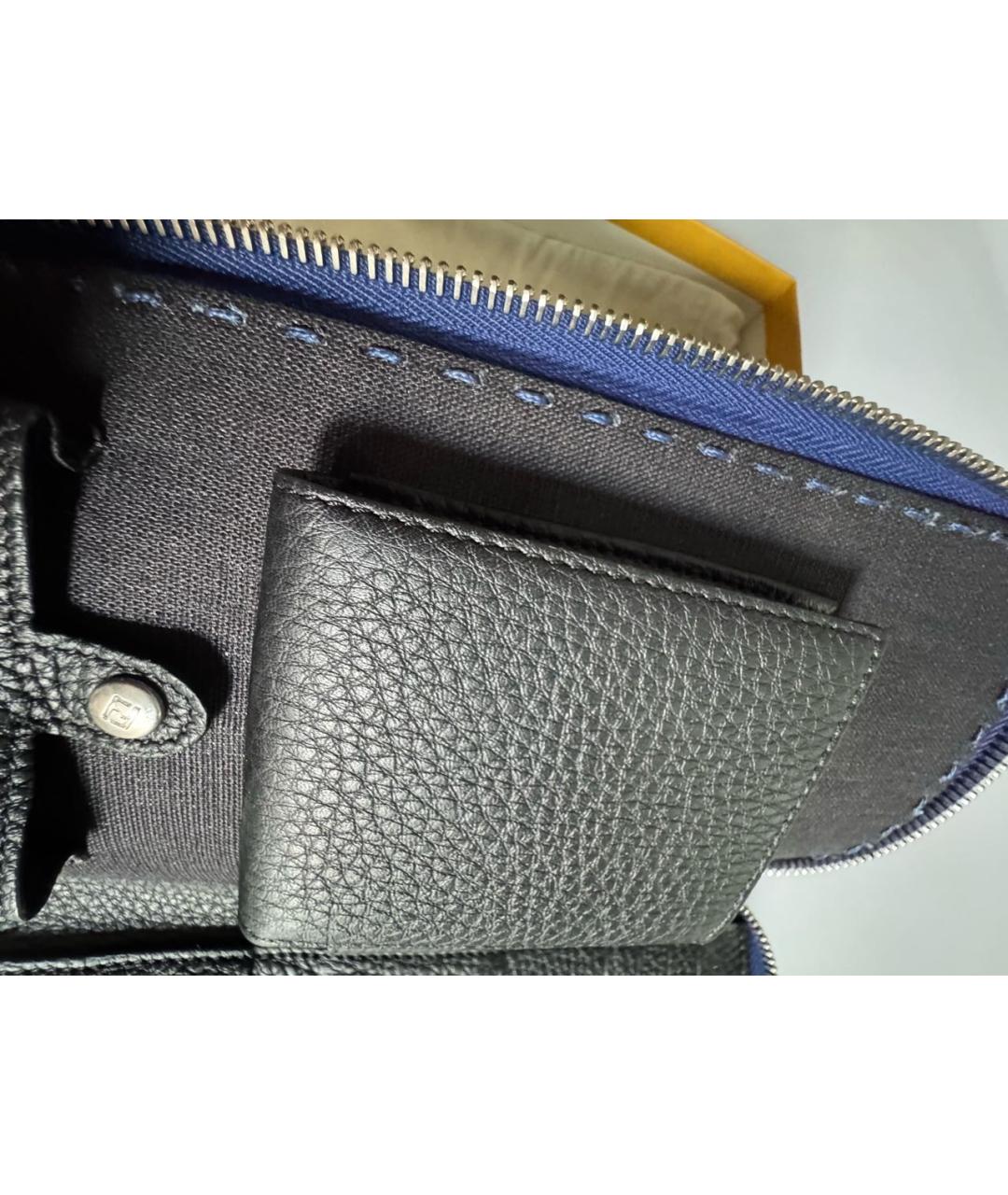 FENDI Темно-синий кожаный кошелек, фото 4