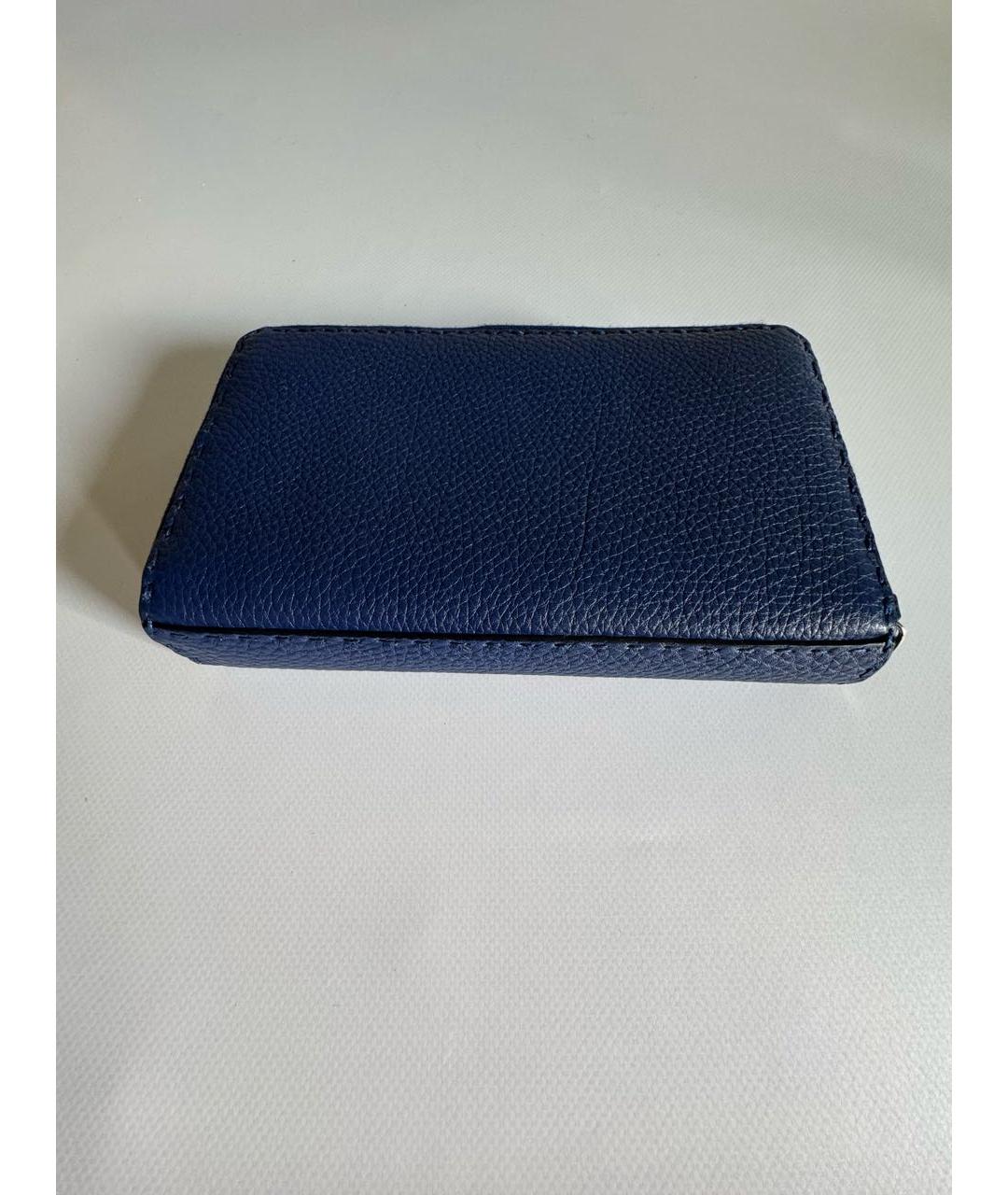 FENDI Темно-синий кожаный кошелек, фото 8