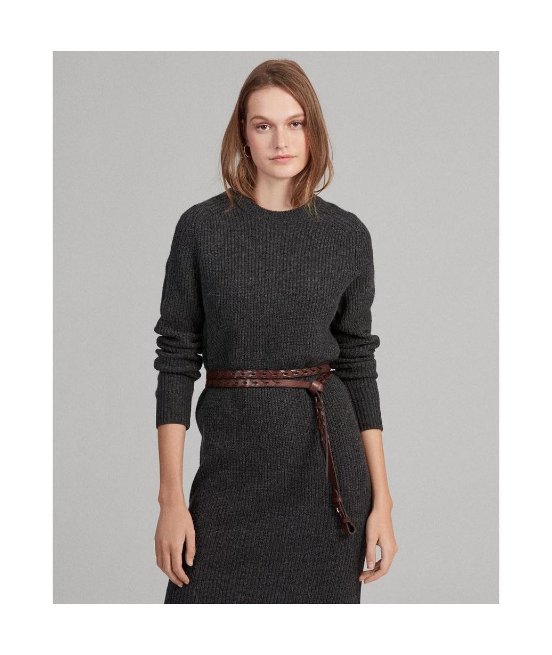 RALPH LAUREN Антрацитовое шерстяное повседневное платье, фото 3