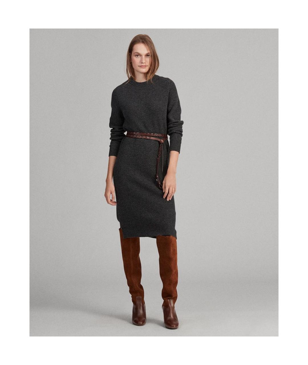 RALPH LAUREN Антрацитовое шерстяное повседневное платье, фото 2