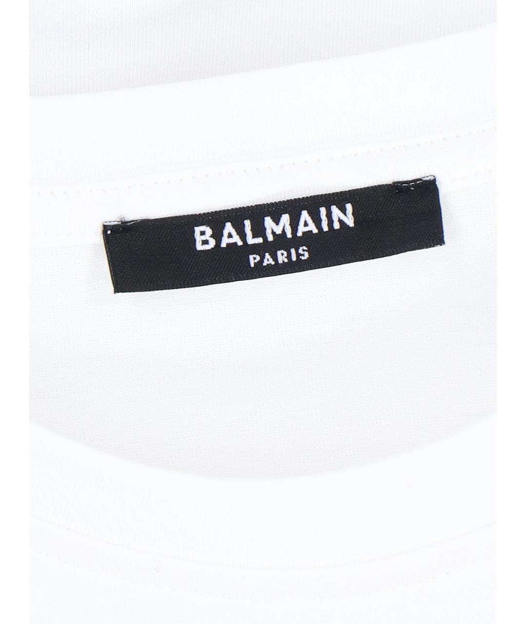 BALMAIN Белая хлопковая футболка, фото 5