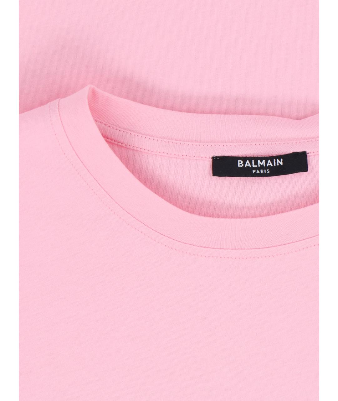 BALMAIN Розовая хлопковая футболка, фото 3