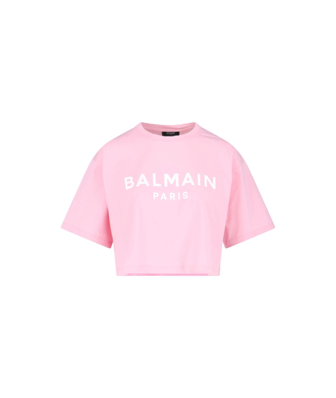 BALMAIN Розовая хлопковая футболка, фото 1