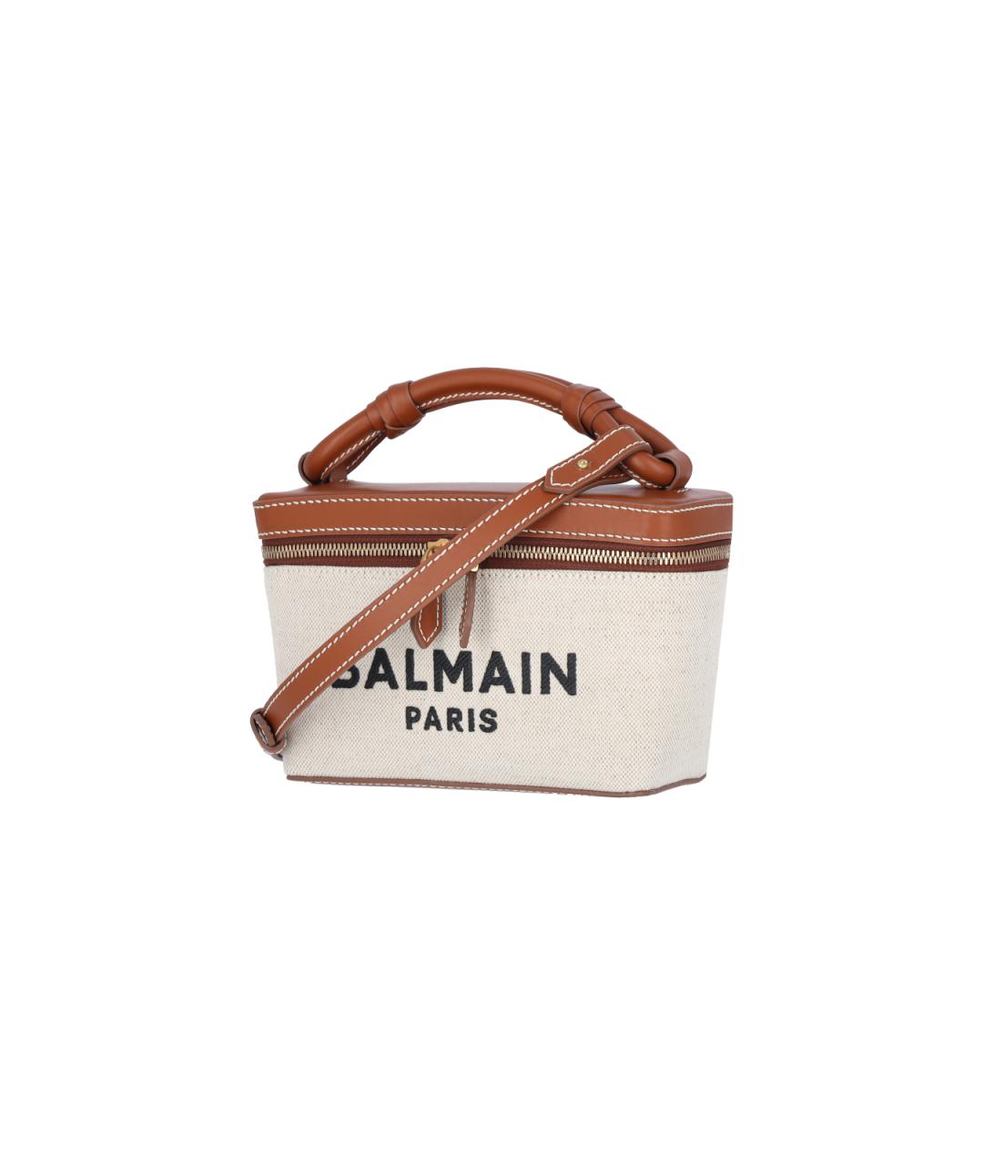 BALMAIN Бежевая тканевая сумка с короткими ручками, фото 2