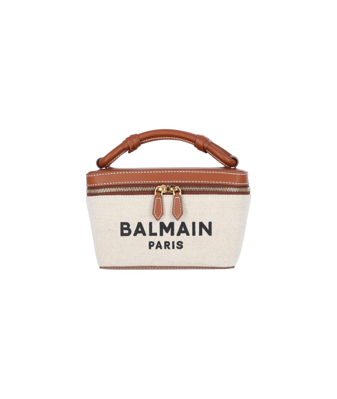 BALMAIN Бежевая тканевая сумка с короткими ручками, фото 1