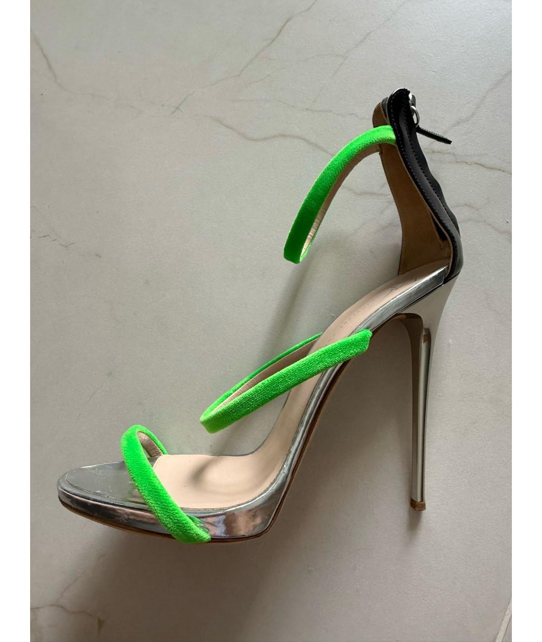 GIUSEPPE ZANOTTI DESIGN Салатовые текстильные босоножки, фото 5