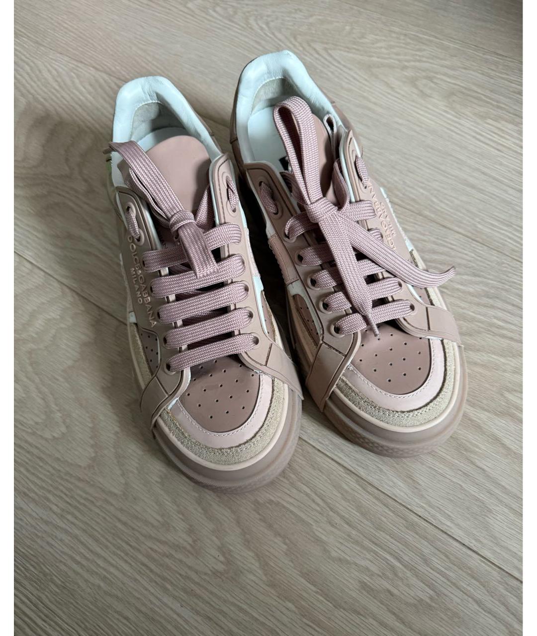 DOLCE&GABBANA Коралловые кроссовки из лакированной кожи, фото 2