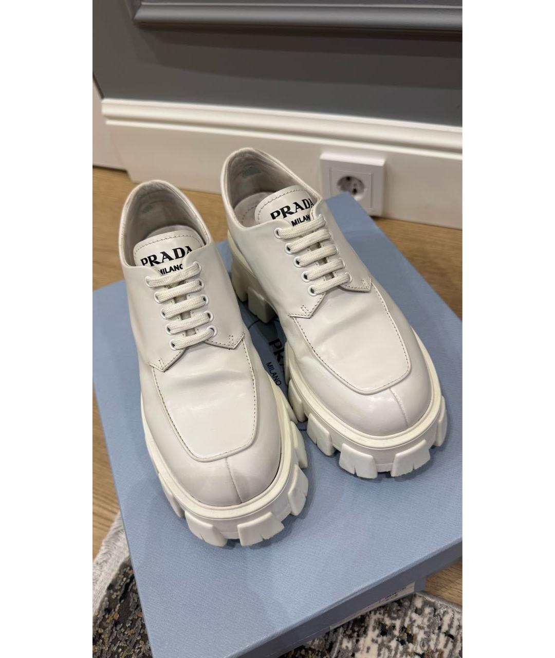 PRADA Белые кожаные брогги и оксфорды, фото 6