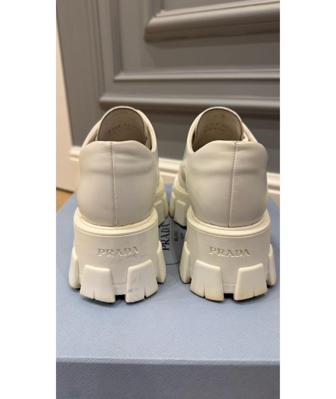 PRADA Белые кожаные брогги и оксфорды, фото 4
