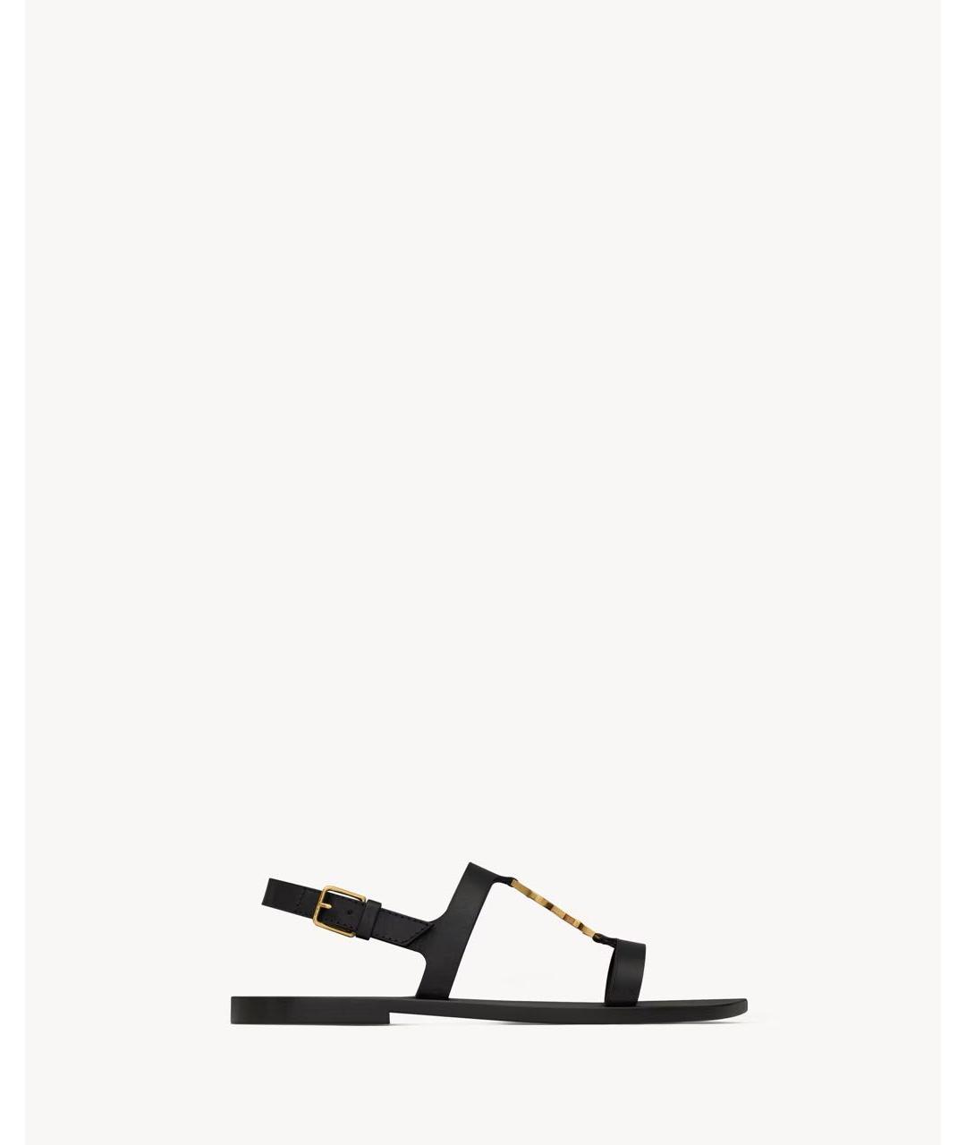 SAINT LAURENT Черные кожаные сандалии, фото 9