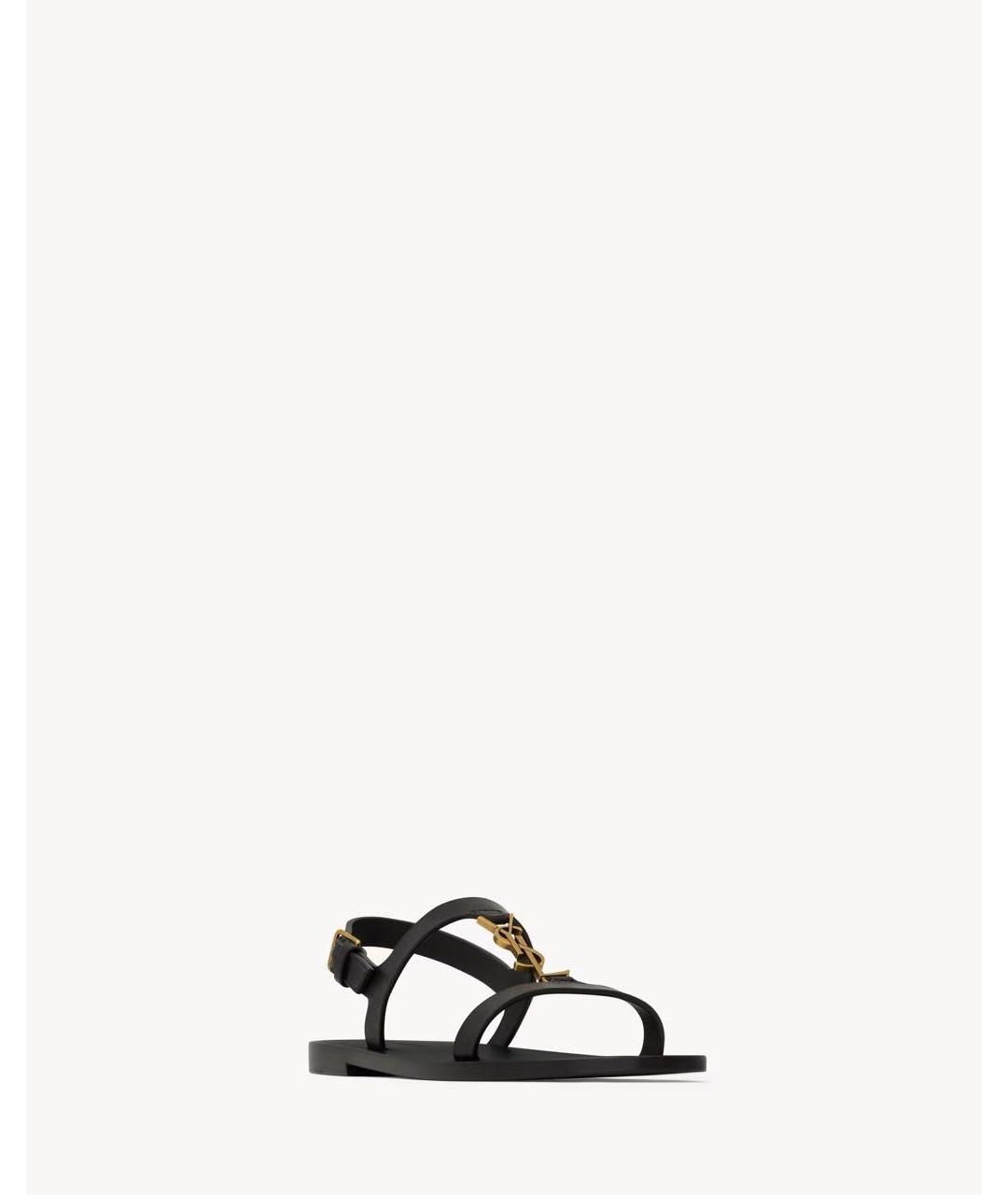 SAINT LAURENT Черные кожаные сандалии, фото 7