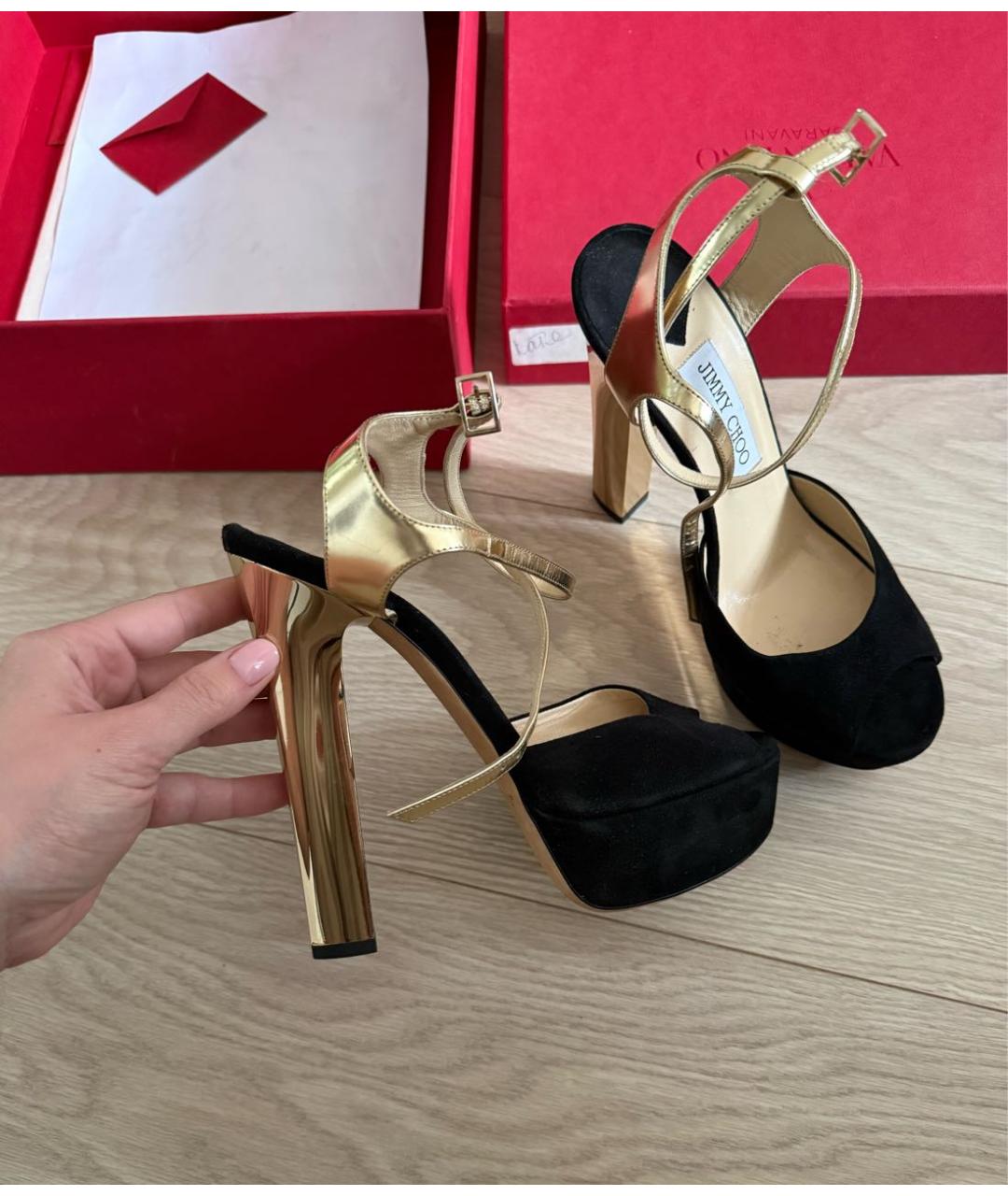 JIMMY CHOO Черные замшевые босоножки, фото 8
