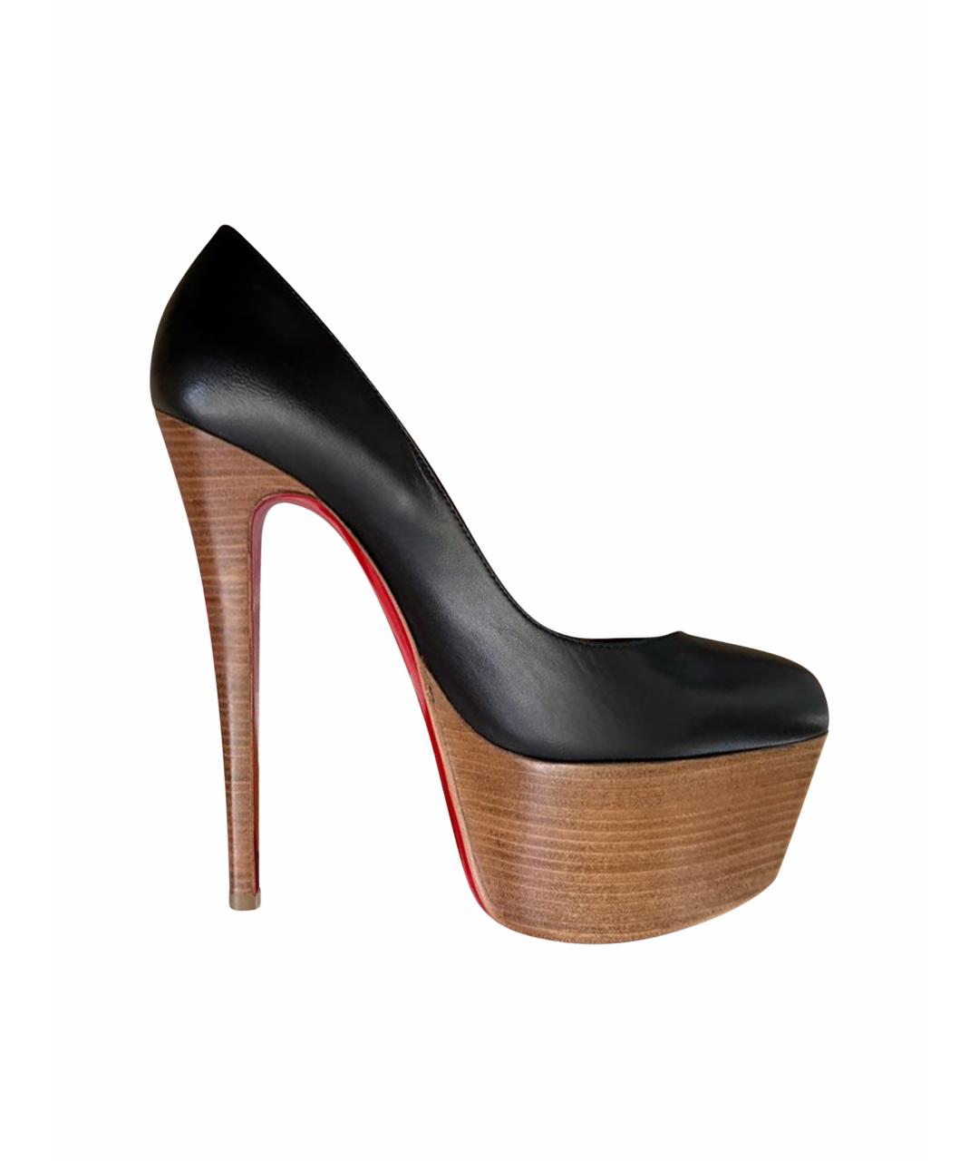 CHRISTIAN LOUBOUTIN Черные кожаные туфли, фото 1