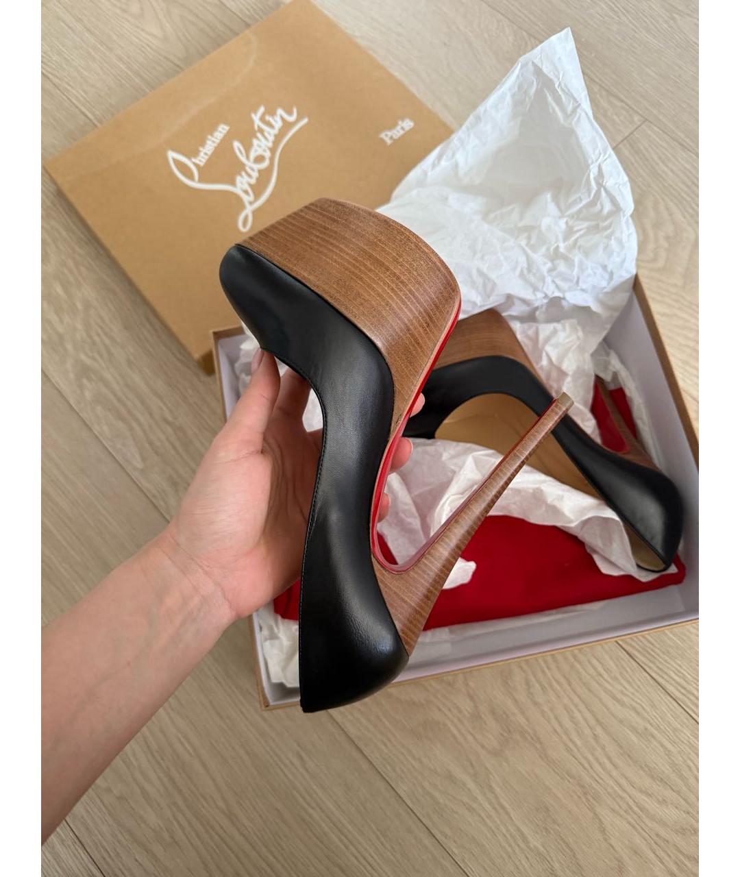 CHRISTIAN LOUBOUTIN Черные кожаные туфли, фото 8