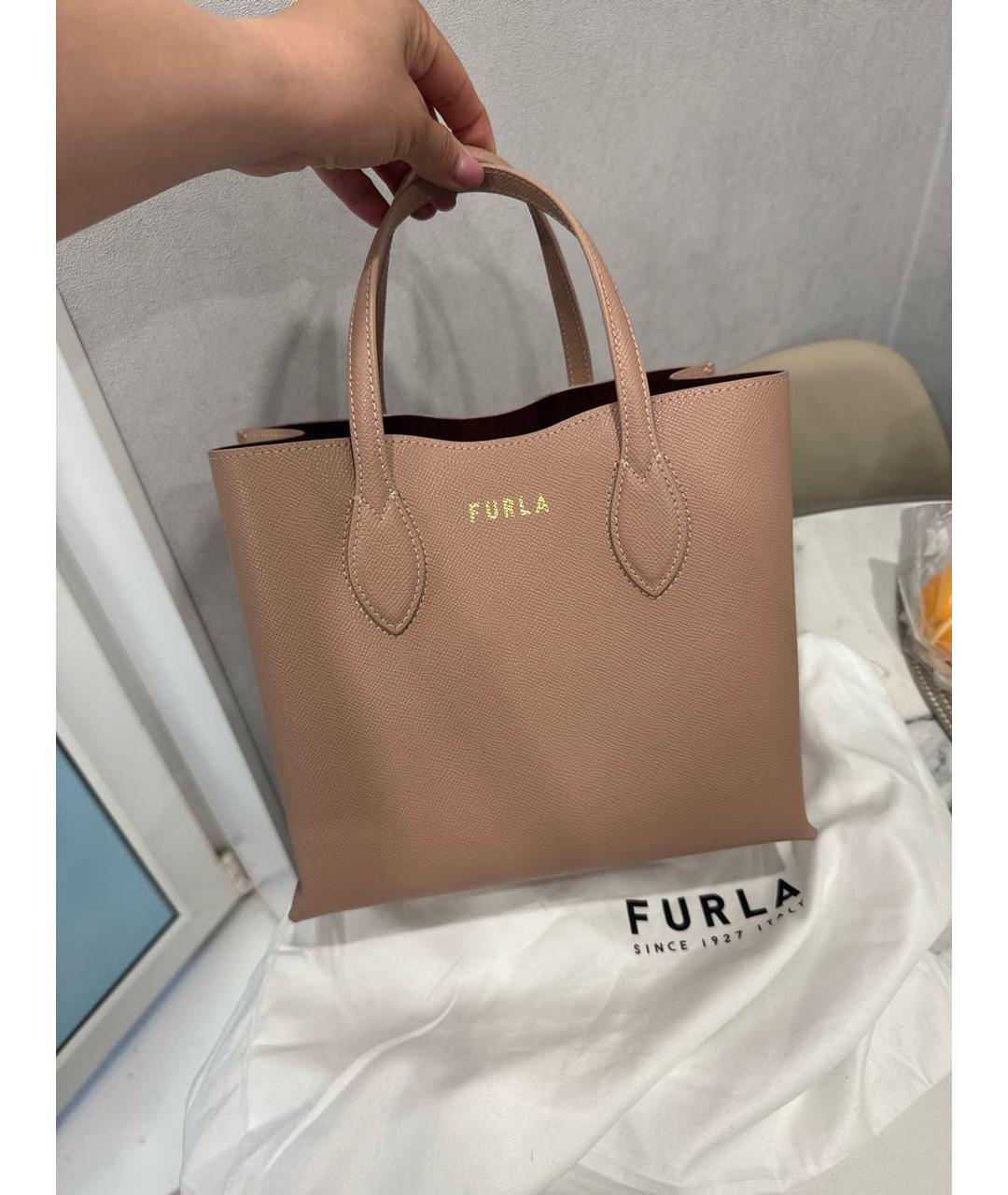FURLA Розовая кожаная сумка тоут, фото 5