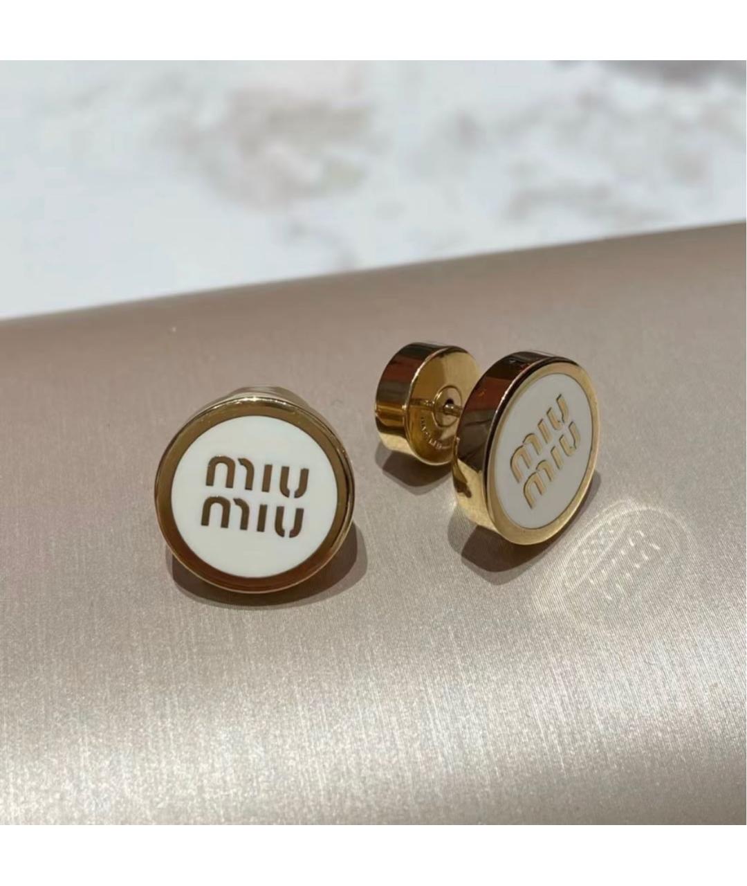 MIU MIU Белые металлические серьги, фото 6