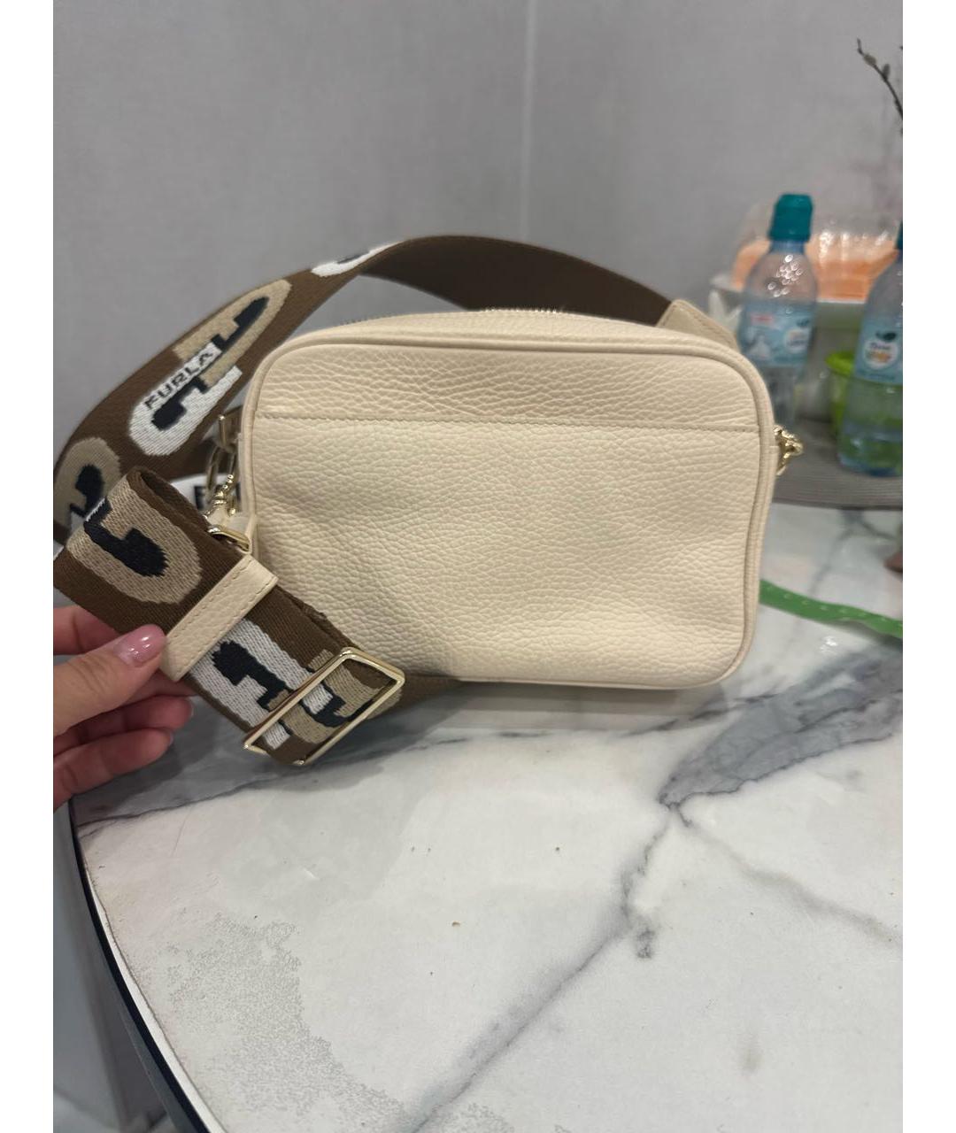 FURLA Бежевая кожаная сумка через плечо, фото 3