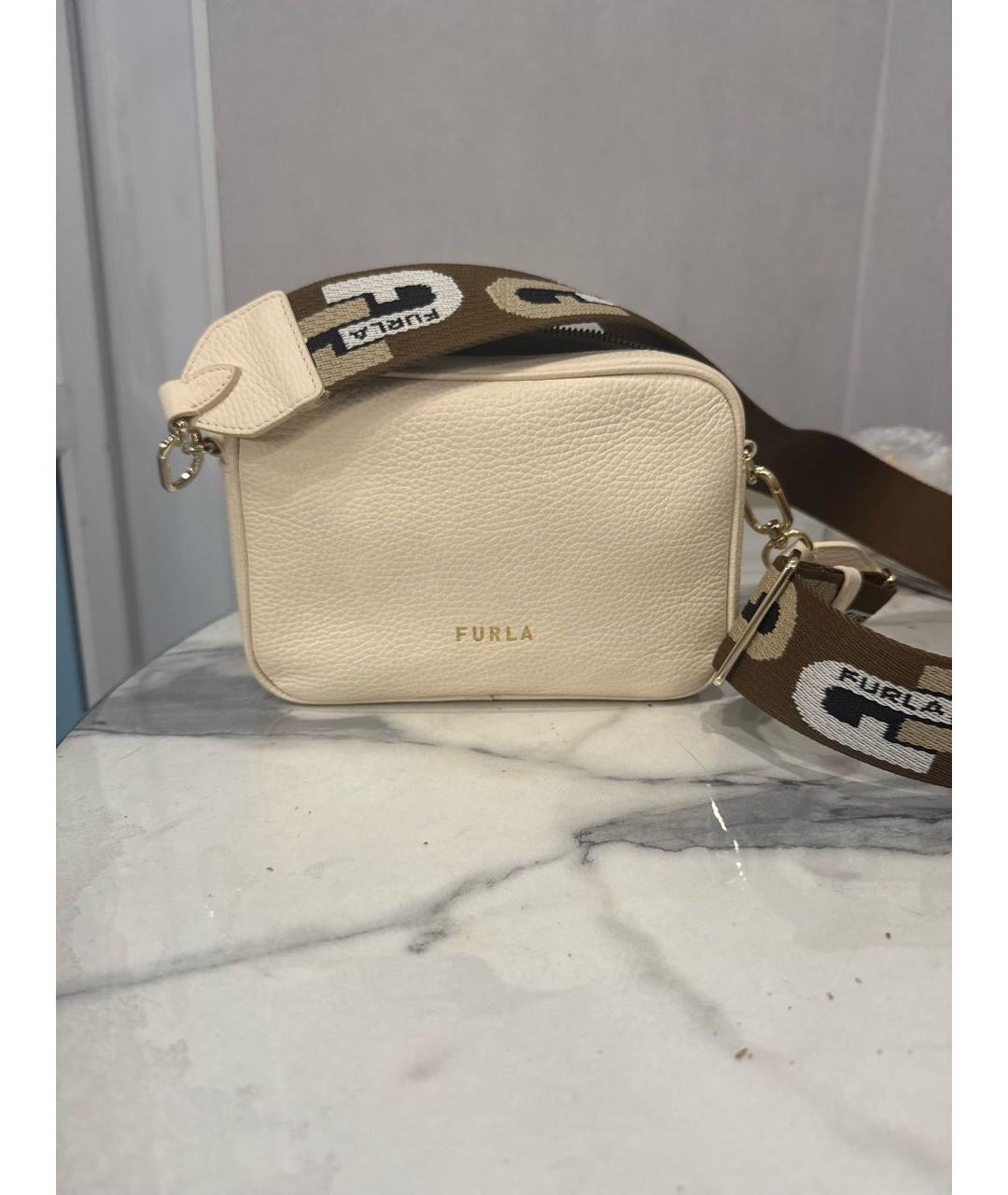 FURLA Бежевая кожаная сумка через плечо, фото 8