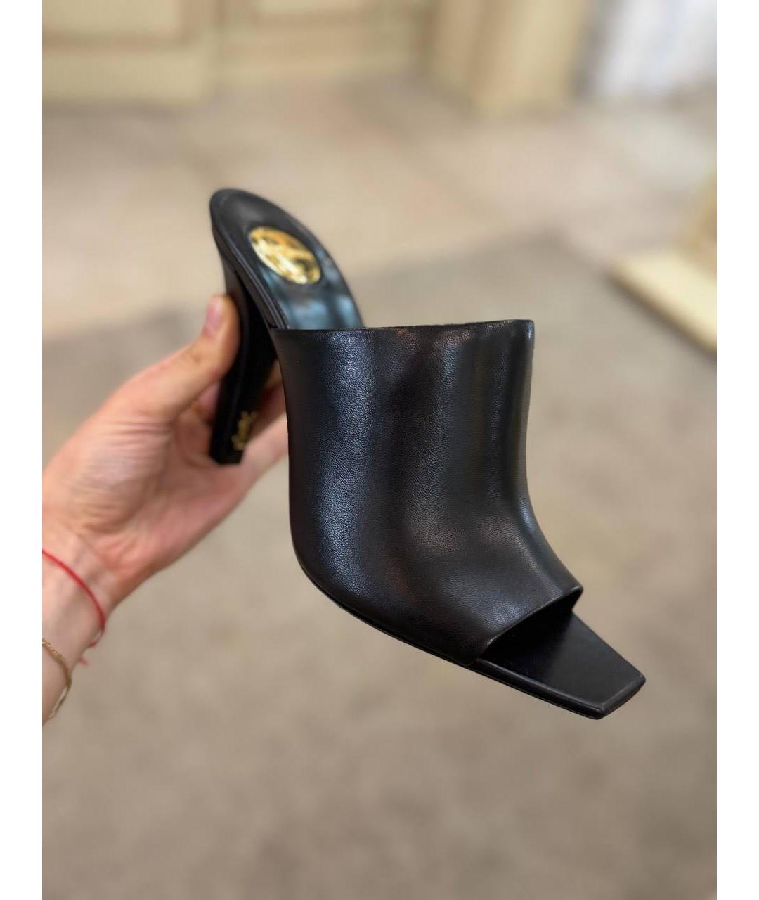 SAINT LAURENT Черные кожаные мюли, фото 4