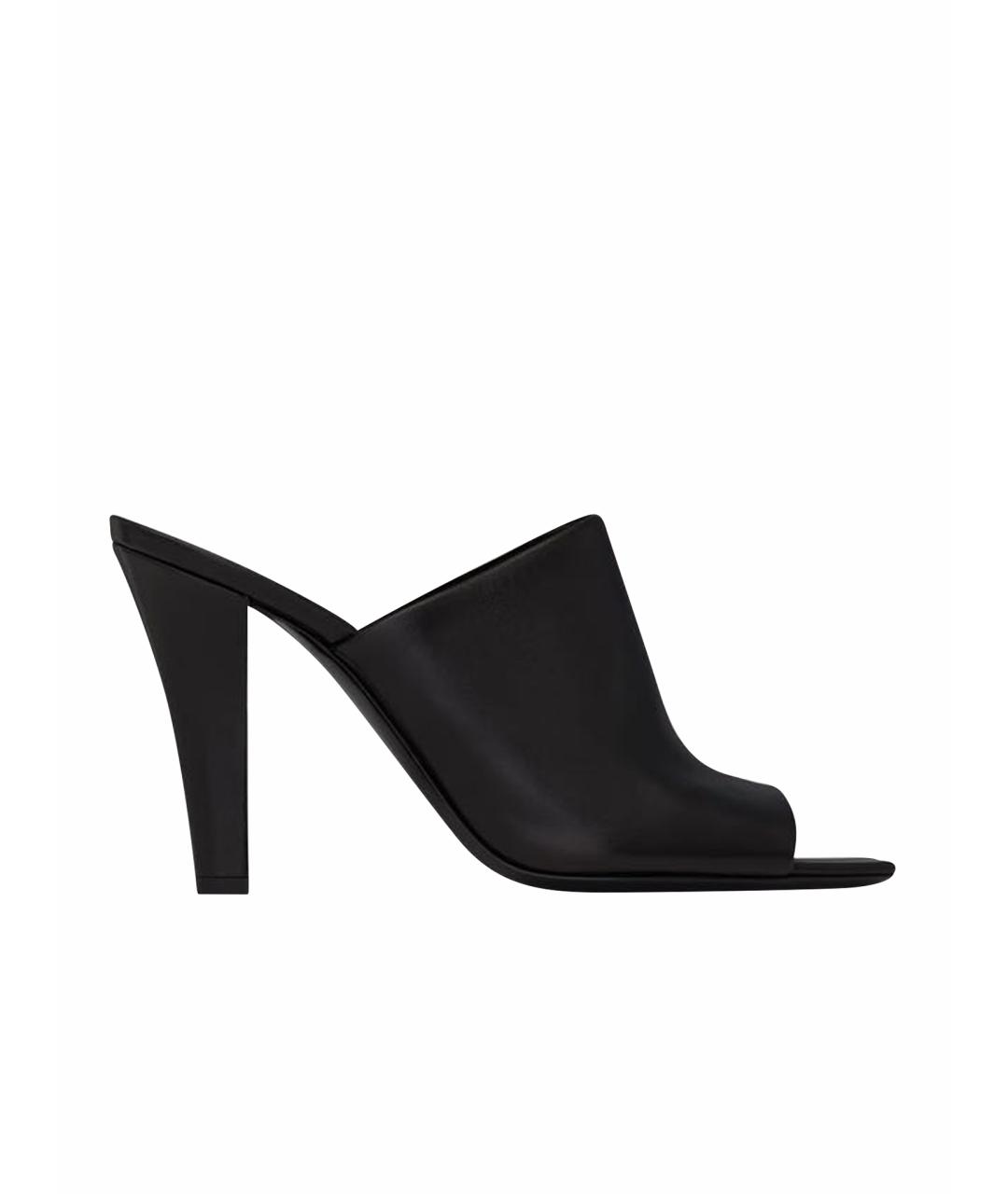 SAINT LAURENT Черные кожаные мюли, фото 1