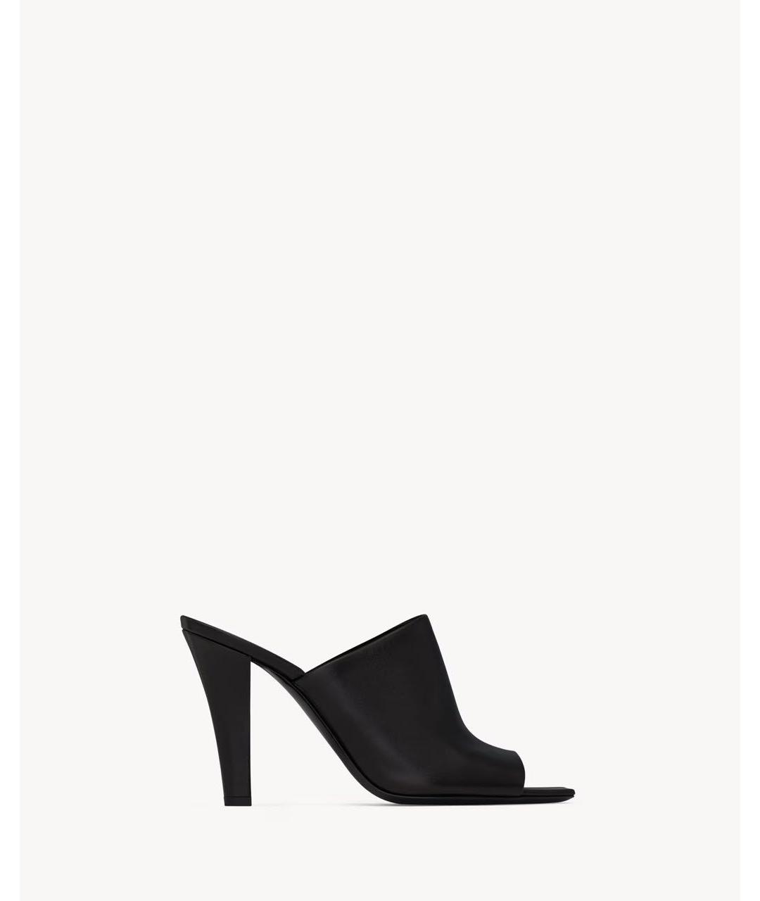 SAINT LAURENT Черные кожаные мюли, фото 8