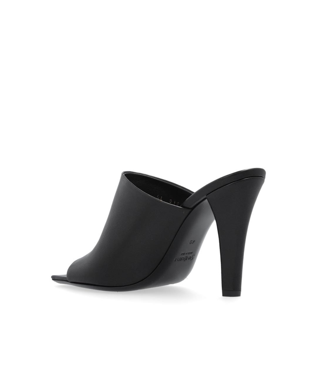 SAINT LAURENT Черные кожаные мюли, фото 3